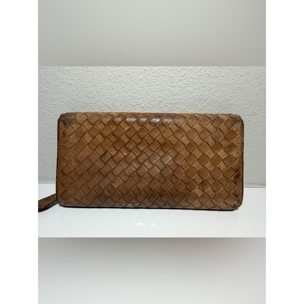 Bottega Veneta Woven Suede Fold-Over Wallet in Tan (fair) - Picture 2 of 13
